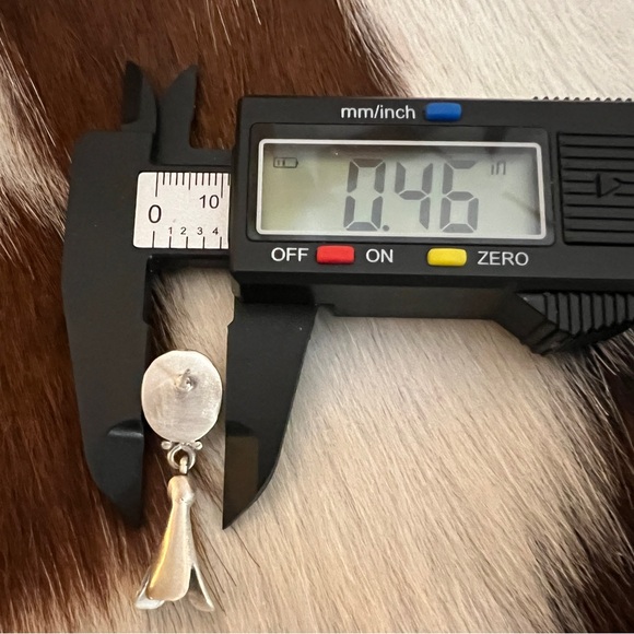 ❤️ #8 Turquoise Matte 925 Navajo Style Dangle Squash Blossom Earrings 1.41”L - Picture 10 of 11